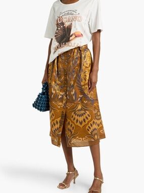 Women’s Mustard Floral Midi Skirt Size Medium